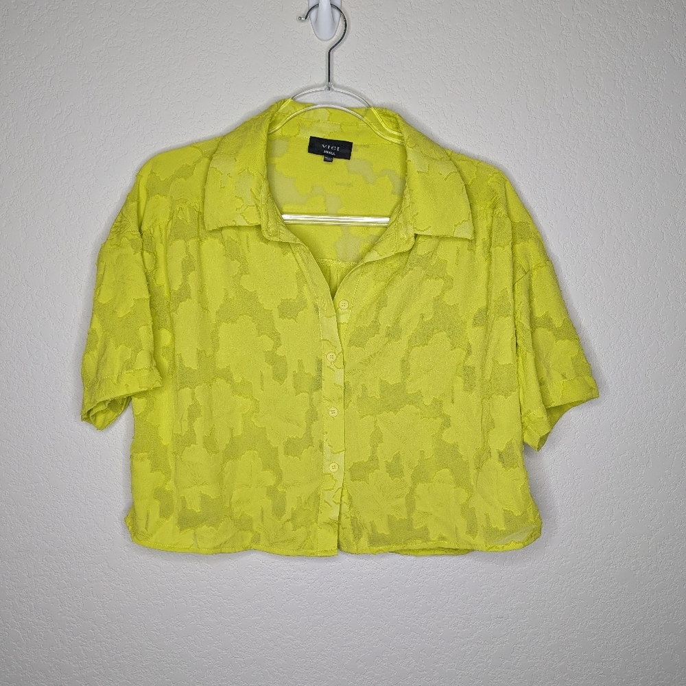 Vici Sheer Floral Boxy Cropped Blouse